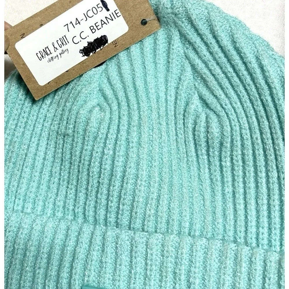 Lot‎ (3) CC Beanies Knit Hats Black Mint Tan Ski Snow Winter Chunky
